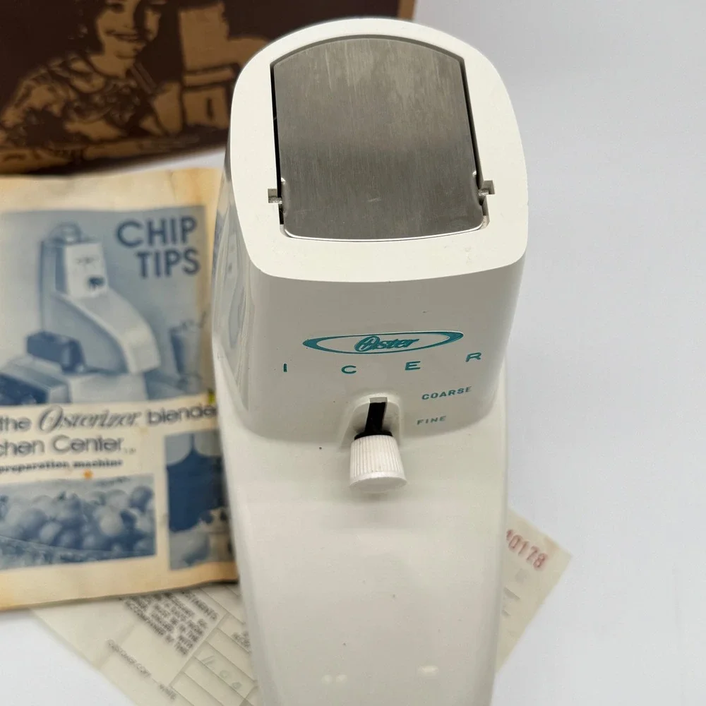Vintage Osterizer Blender Icer Attachment Model 435 White Box Paperwork 1975